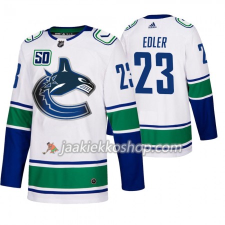Miehille NHL Vancouver Canucks Pelipaita Alexander Edler 23 50th Anniversary Adidas 2019-20 Valkoinen Authentic